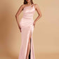Sexy Soft Satin Mermaid One Shoulder Floor-Length Mermaid Bridesmaid Dresses
