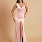 Gorgeous One Shoulder Soft Satin Side Slit Floor-Length Mermaid Bridesmaid Dresses