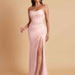 Sexy Strapless Soft Satin Side Slit Floor-Length Mermaid Bridesmaid Dresses
