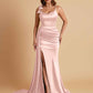 Elegant Soft Satin Mermaid Bowknot Floor-Length Mermaid Bridesmaid Dresses