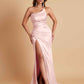 Gorgeous Strapless Soft Satin Side Slit Floor-Length Mermaid Bridesmaid Dresses