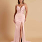 Sexy Soft Satin V-neck Spaghetti Strap Side-Slit Mermaid Bridesmaid Dresses