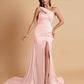 Elegant Soft Satin Sweetheart One Shoulder Side-Slit Mermaid Bridesmaid Dresses