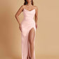 Sexy Soft Satin Mermaid V-neck Side Slit Floor-Length Bridesmaid Dresses Online