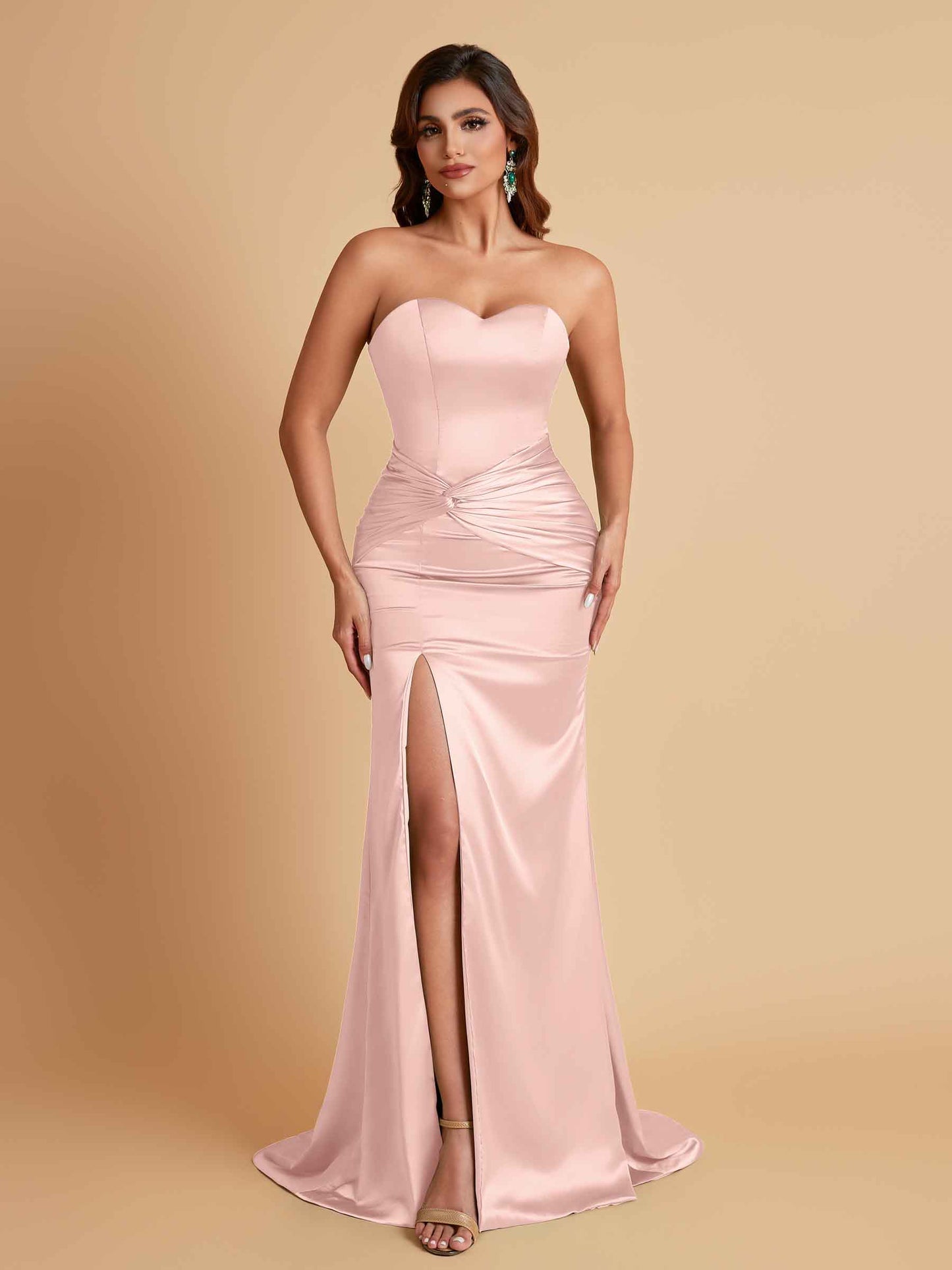 Sexy Soft Satin Mermaid Sweetheart Floor-Length Mermaid Bridesmaid Dresses
