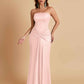 Sexy Soft Satin Mermaid Strapless Floor-Length Mermaid Bridesmaid Dresses