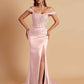 Sexy Soft Satin V-neck Off-the-shoulder Strapless Side-Slit Mermaid Bridesmaid Dresses