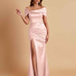 Elegant Soft Satin Off-the-shoulder Side-Slit Mermaid Bridesmaid Dresses