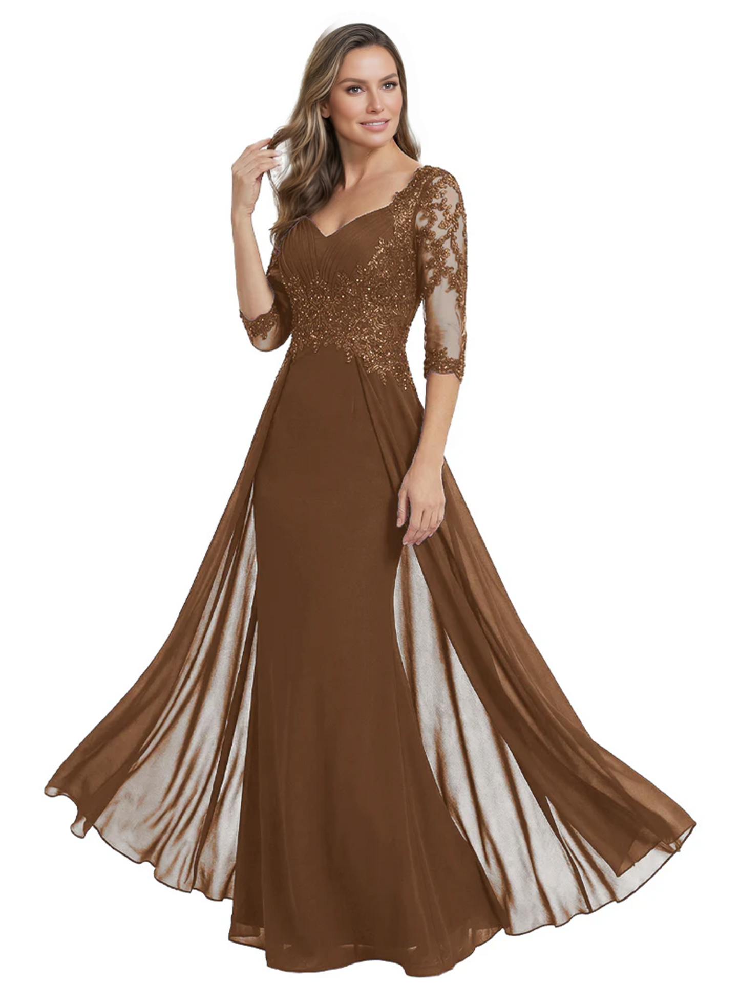 Luxury Burgundy Formal Dress Embroidered Lace Bodice Flowy Chiffon Gown 2026