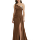 One Shoulder Mother of Bride Dress Ruffle Formal Gowns Mermaid Floor Length Train Slit