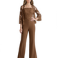 Mother of the Bride Jumpsuit with Lace Jacket 3/4 Sleeve Formal Pant Suit