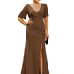 Elegant Evening Gown Trending V-Neck & Ruffle Detail Mother of Bride Outfits Slit