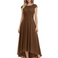 Elegant Evening Gown Trending 2026 Styles with Cap Sleeves High-Low Skirt