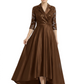 Elegant Mother of Bride Dress Evening Gowns Trending Styles with Lapel Collar 3/4 Sleeves