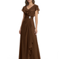 Elegant Mother of the Groom Dress Cascading Ruffle Chiffon Formal Gown Rhinestone