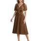 Wedding Formal Dress V-Neck Pleated Chiffon Gown with 3D Flower Accent Knee Length