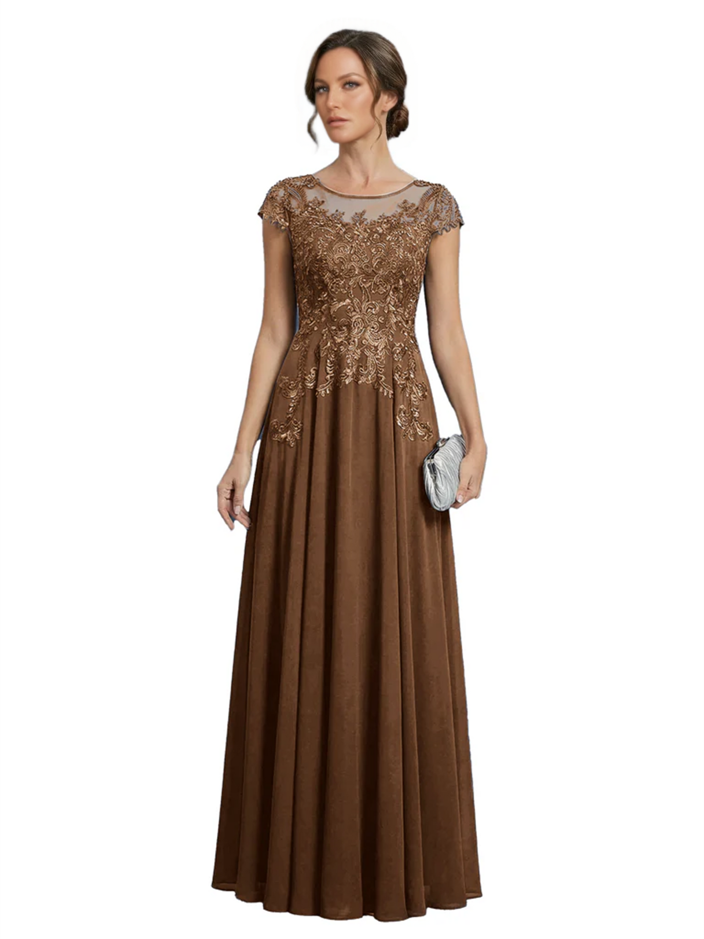 Chic Long A-Line Chiffon Mother of the Brides Dresses Sequin Mom Outfits For Wedding