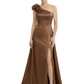 One Shoulder Mother of the Bride Dress with 3D Floral Detail Formal Dress A-Line Gowns with Slit