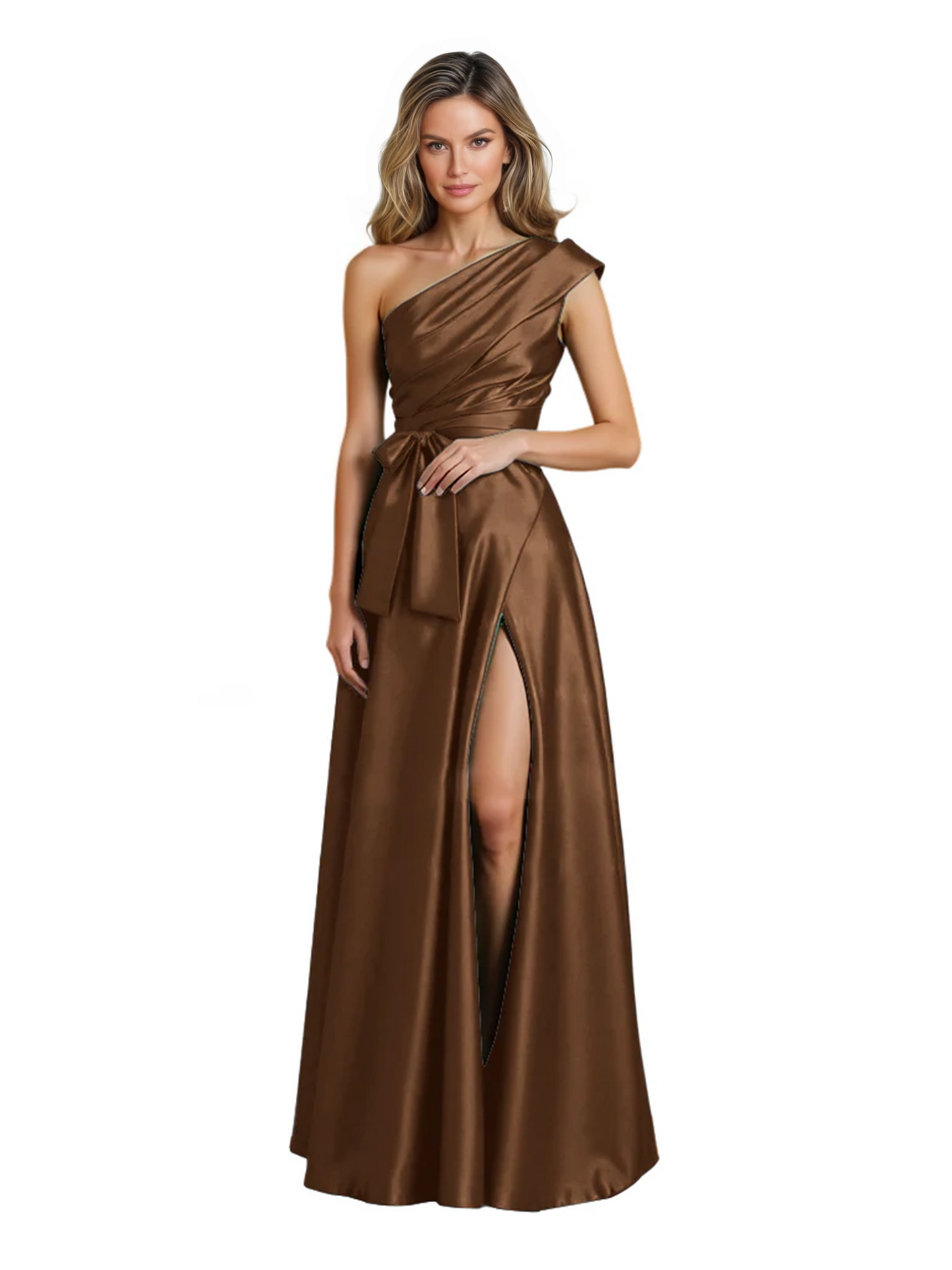 Wedding Mother of the Bride Dress One Shoulder and High Slit Formal Dresses