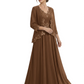 Plus Size A-line Chiffon 3/4 Sleeves Mother of the Brides Dresses Long Jacket Dress