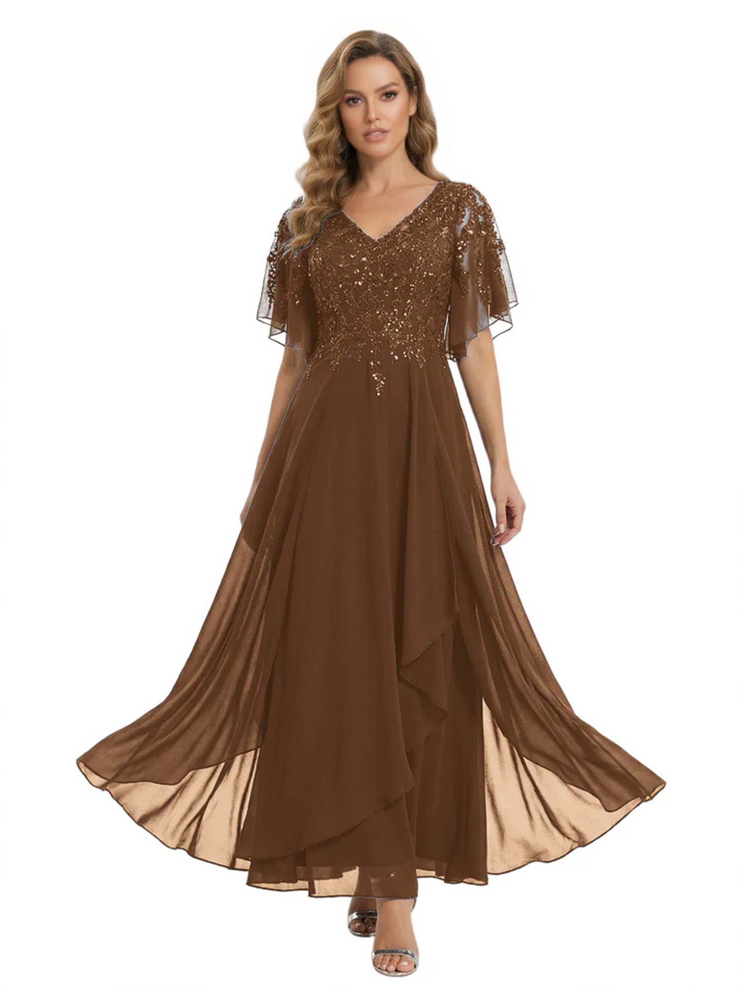 Bling Sequin Chiffon Mother of the Brides Dresses Wedding Party Gowns For Mom
