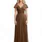 Mother of the Bride Dress Cap Sleeves and V-Neckline with Embroidered Lace Shoulders