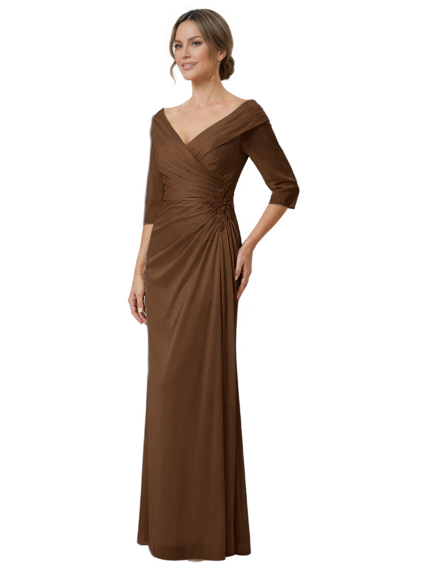 Elegant 3/4 Sleeve Mother of the Brides Dresses Mom Outfits Wedding Satin