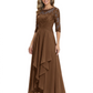 3/4 Sleeve Mother of the Bride Dress with Lace Embroidery High-Low Hem 2026