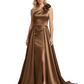 One Shoulder Sleeveless Mother of the Brides Dresses Floor Length Slit With Train