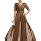 V-Neck Chiffon Mother of the Brides Jumpsuits Dresses Floor Length A-Line Lace