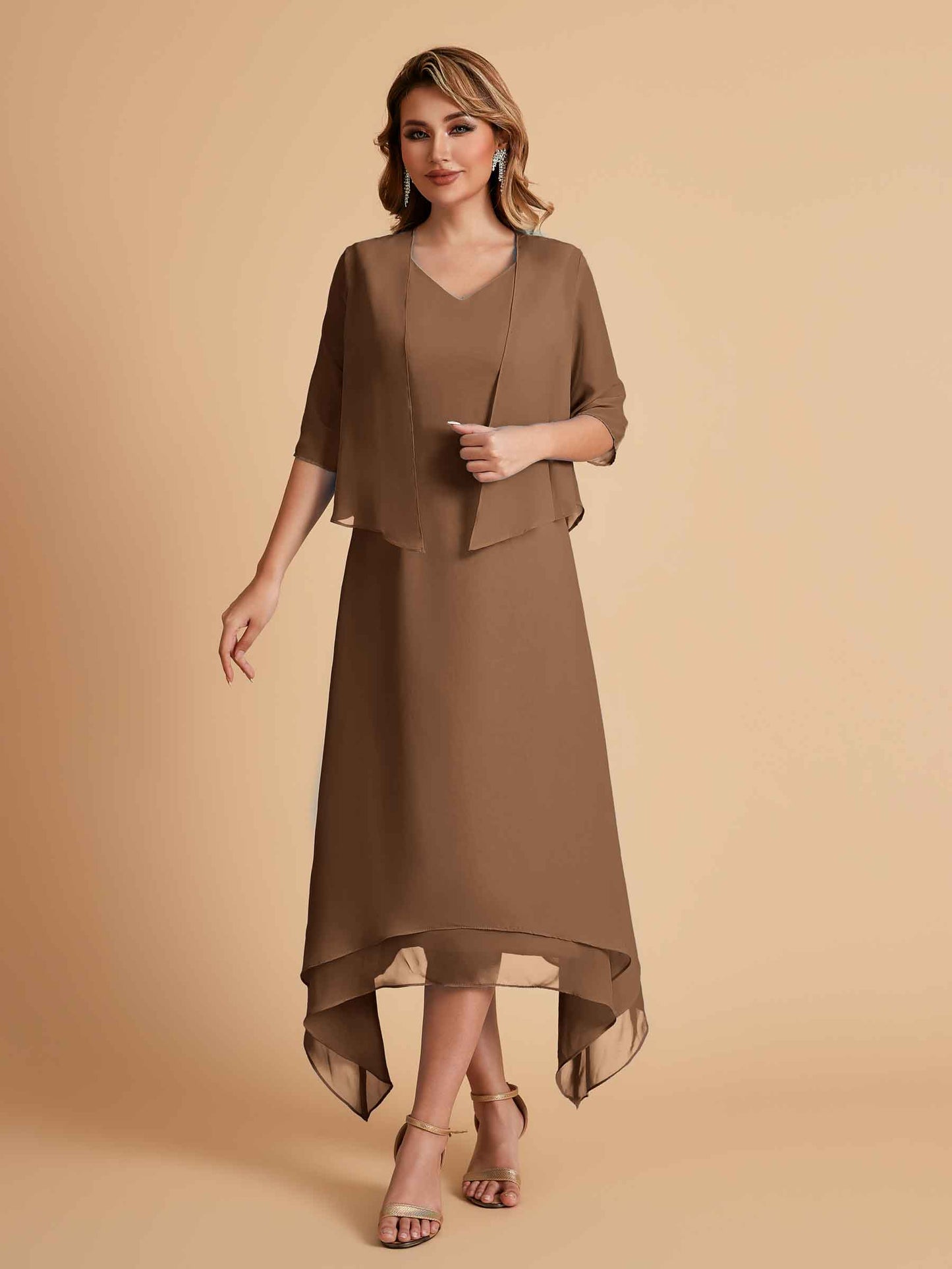 Elegant A-line Chiffon Short Sleeves Mother of the Brides Dresses Online