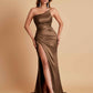 Gorgeous Strapless Soft Satin Side Slit Floor-Length Mermaid Bridesmaid Dresses
