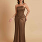 Sexy Soft Satin Mermaid Strapless Floor-Length Mermaid Bridesmaid Dresses
