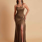 Gorgeous Square Criss Cross Soft Satin Side Slit Floor-Length Mermaid Bridesmaid Dresses