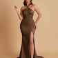 Elegant Soft Satin Mermaid Halter Side Slit Floor-Length Bridesmaid Dresses Online