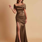 Elegant Soft Satin Off-the-shoulder Side-Slit Mermaid Bridesmaid Dresses