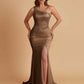 Sexy Soft Satin Mermaid One Shoulder Side Slit Beading Floor-Length Bridesmaid Dresses Online