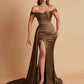 Sexy Soft Satin Sweetheart Off-the-shoulder Strapless Side-Slit Mermaid Bridesmaid Dresses