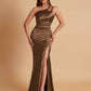 Sexy Soft Satin Mermaid One Shoulder Floor-Length Mermaid Bridesmaid Dresses