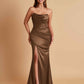 Sexy Soft Satin Mermaid Side Slit Floor-Length Mermaid Bridesmaid Dresses