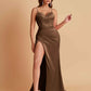 Simple Soft Satin Mermaid V-neck Floor-Length Mermaid Bridesmaid Dresses