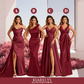 Burgundy Mismatched Sexy Silky Satin Mermaid Long Bridesmaid Dresses Online