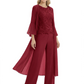 Elegant Pink 3-Piece Pant Set Trending 2026 Styles with Lace Wide-Leg Pants