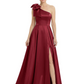 Luxury Bow Black Formal Dress One-Shoulder A-Line Gowns with Sexy Side Slit 2026