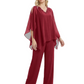 V-Neck Chiffon Mother of the Brides Dresses Plus Size Jacket Suits Wedding