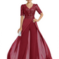 V-Neck Chiffon Mother of the Brides Jumpsuits Dresses Floor Length A-Line Lace