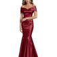 Luxury Emerald Formal Dress Off-the-Shoulder Satin Gown Trumpet Silhouette
