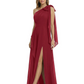 One-Shoulder Mother of the Bride Dress Chiffon Gown with Long Sash Detail