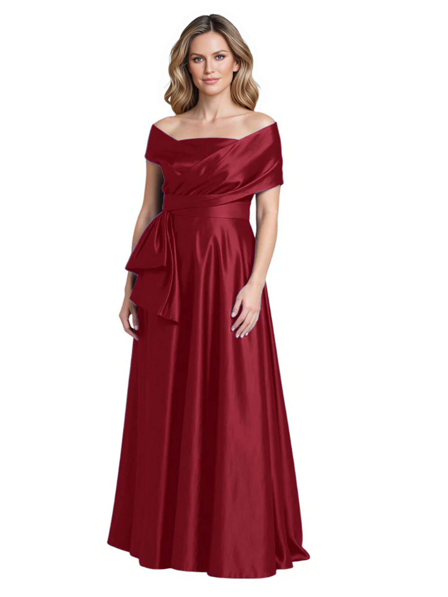 Formal Floor-Length Mother of the Bride Gown Sleeveless Satin Maxi Dress with Drape