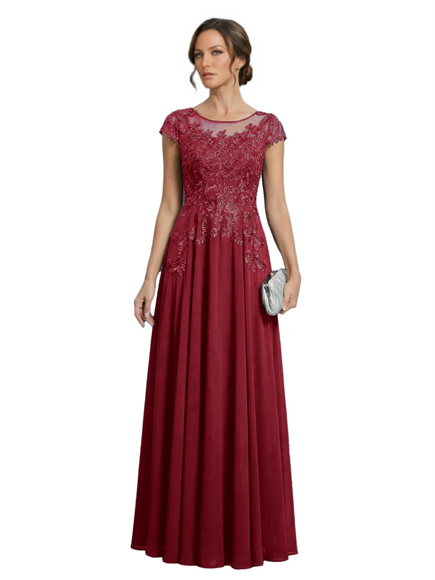Chic Long A-Line Chiffon Mother of the Brides Dresses Sequin Mom Outfits For Wedding
